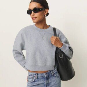 Reformation Grace Cropped Vintage Oversized Crewneck Sweatshirt Size L